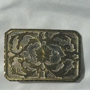 Vintage Western Belt Buckle – Made in Mexico – Silver & Gold Tone